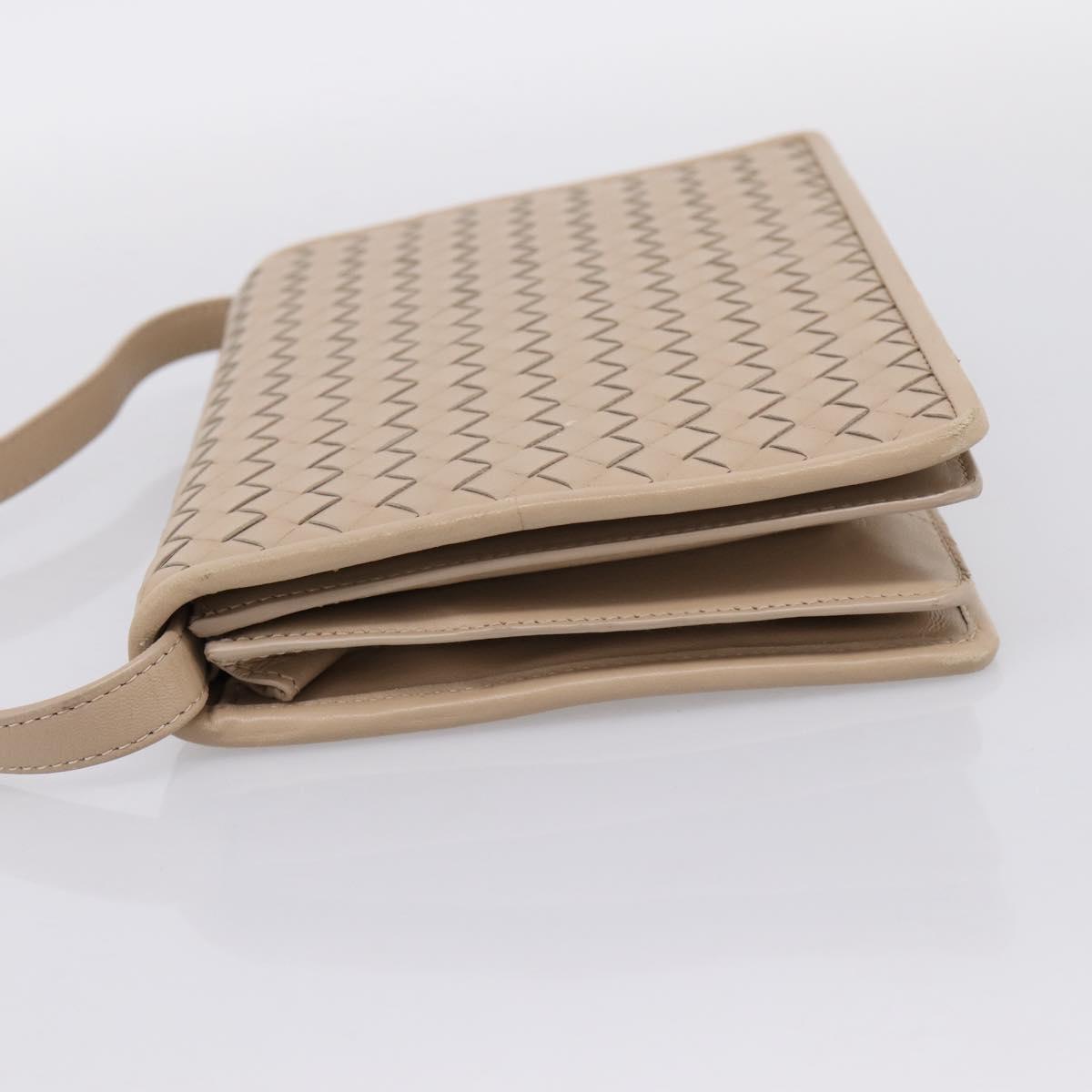 BOTTEGA VENETA INTRECCIATO Shoulder Bag Leather Beige Auth BA15321V
