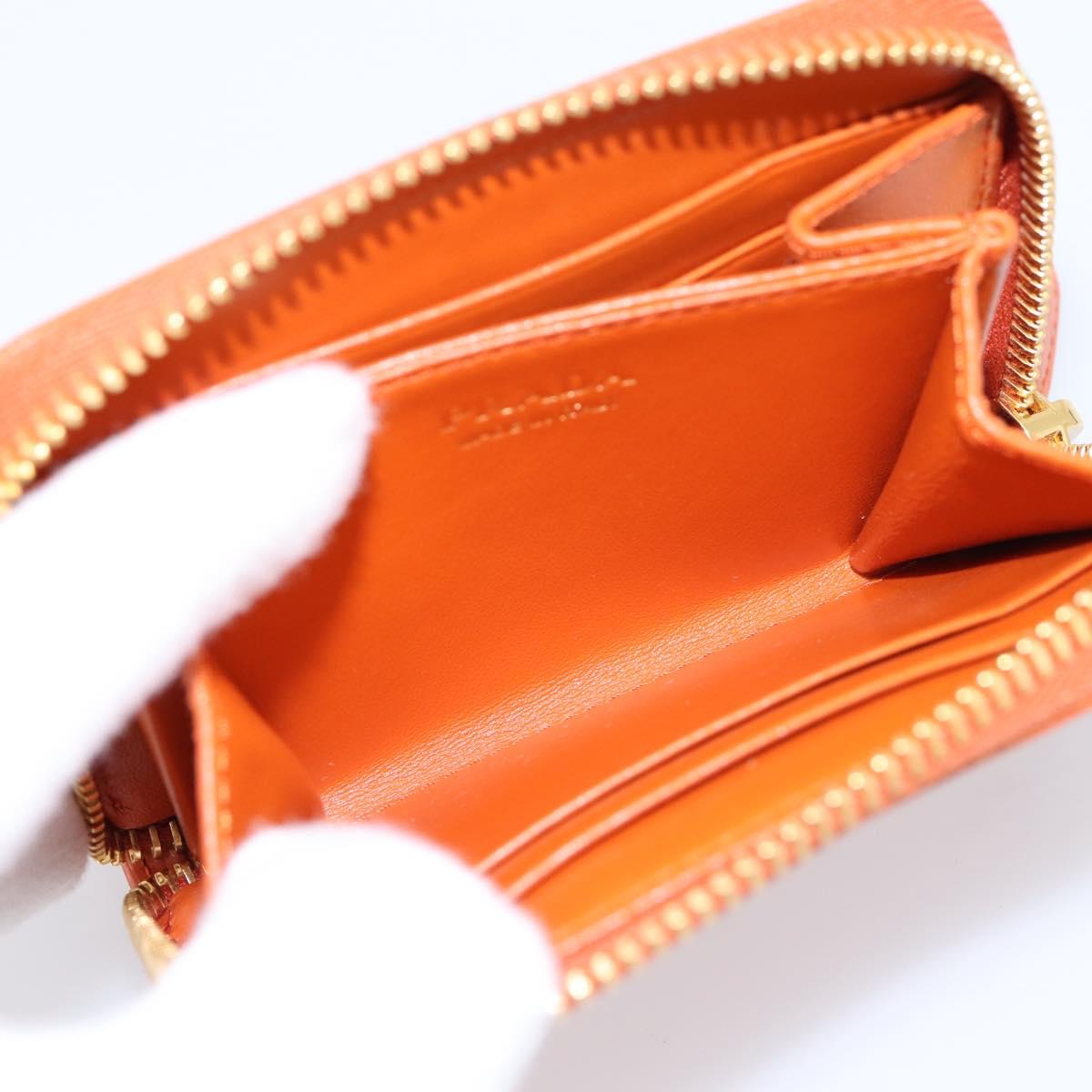 PRADA Coin Purse Saffiano Orange Gold Tone Auth BA15322V