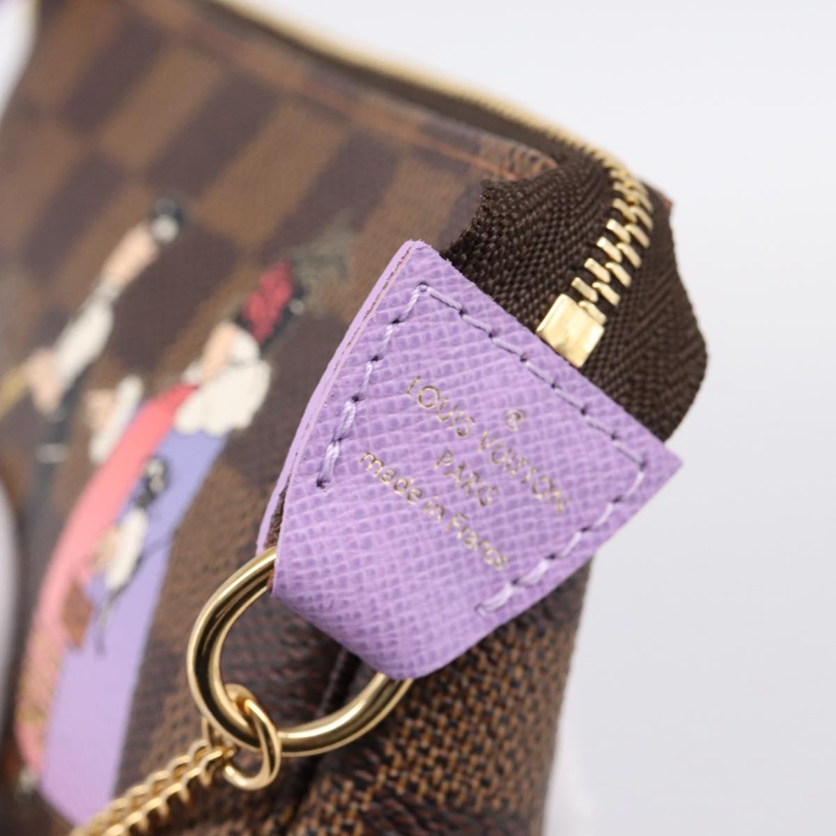 LOUIS VUITTON Damier Ebene Mini Pochette Accessoires Pouch N63003 Auth BA15324M