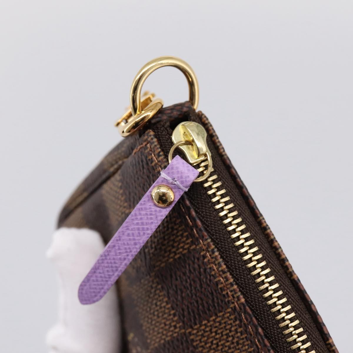 LOUIS VUITTON Damier Ebene Mini Pochette Accessoires Pouch N63003 Auth BA15324M