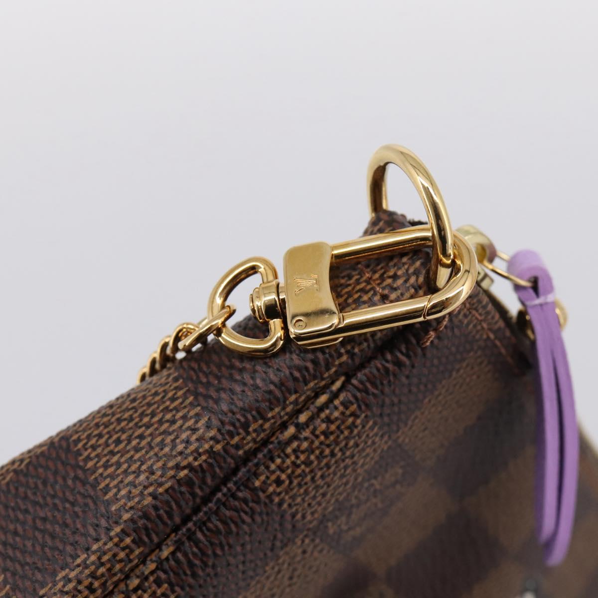 LOUIS VUITTON Damier Ebene Mini Pochette Accessoires Pouch N63003 Auth BA15324M
