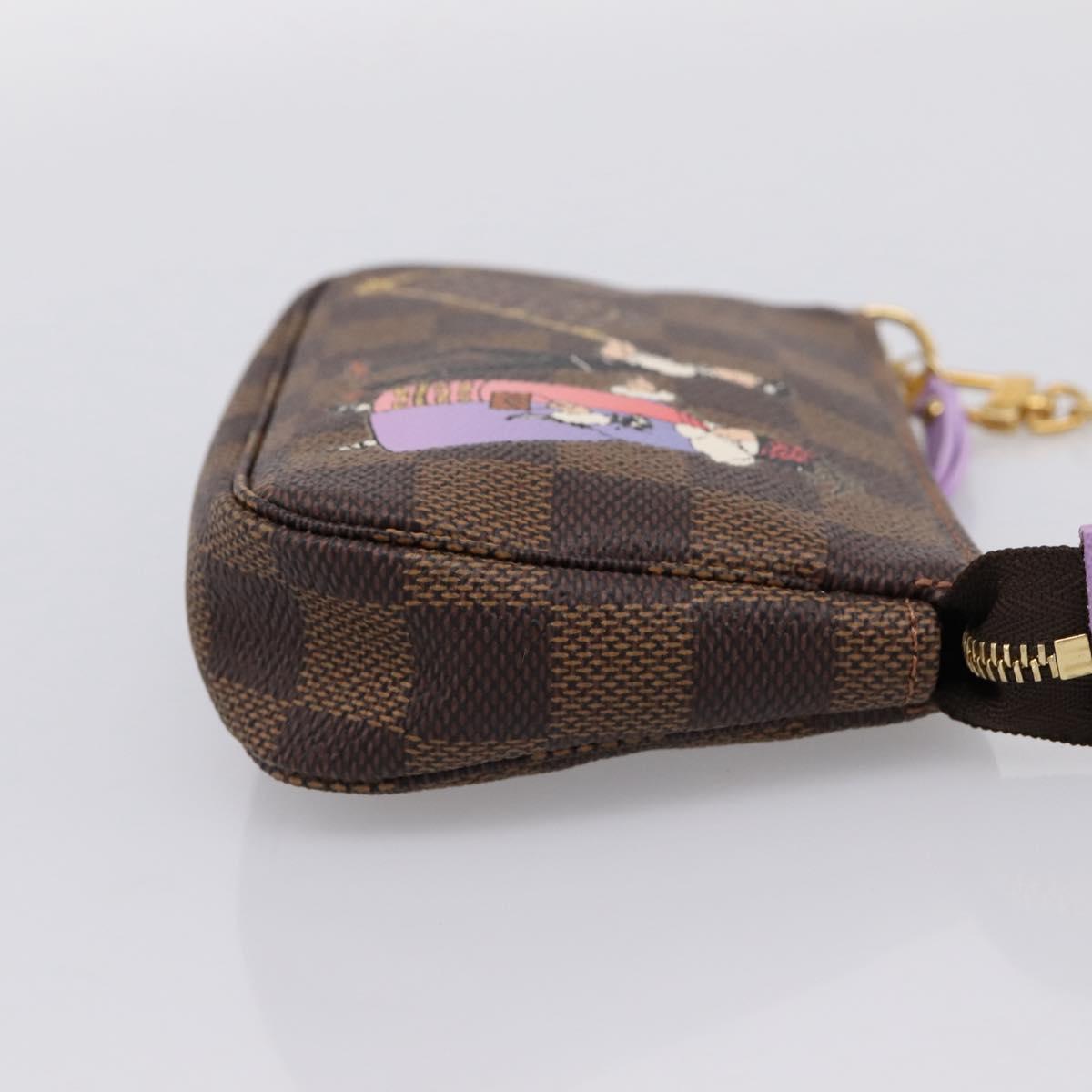 LOUIS VUITTON Damier Ebene Mini Pochette Accessoires Pouch N63003 Auth BA15324M