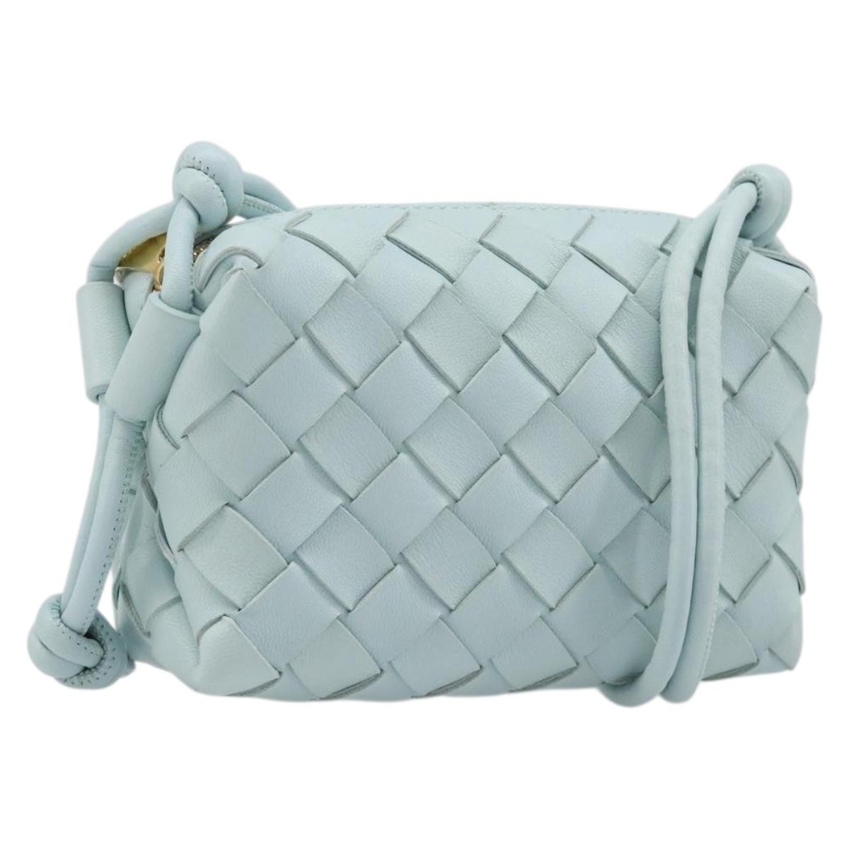 BOTTEGA VENETA INTRECCIATO Candy Loop Camera Bag Leather Blue Auth BA15327V