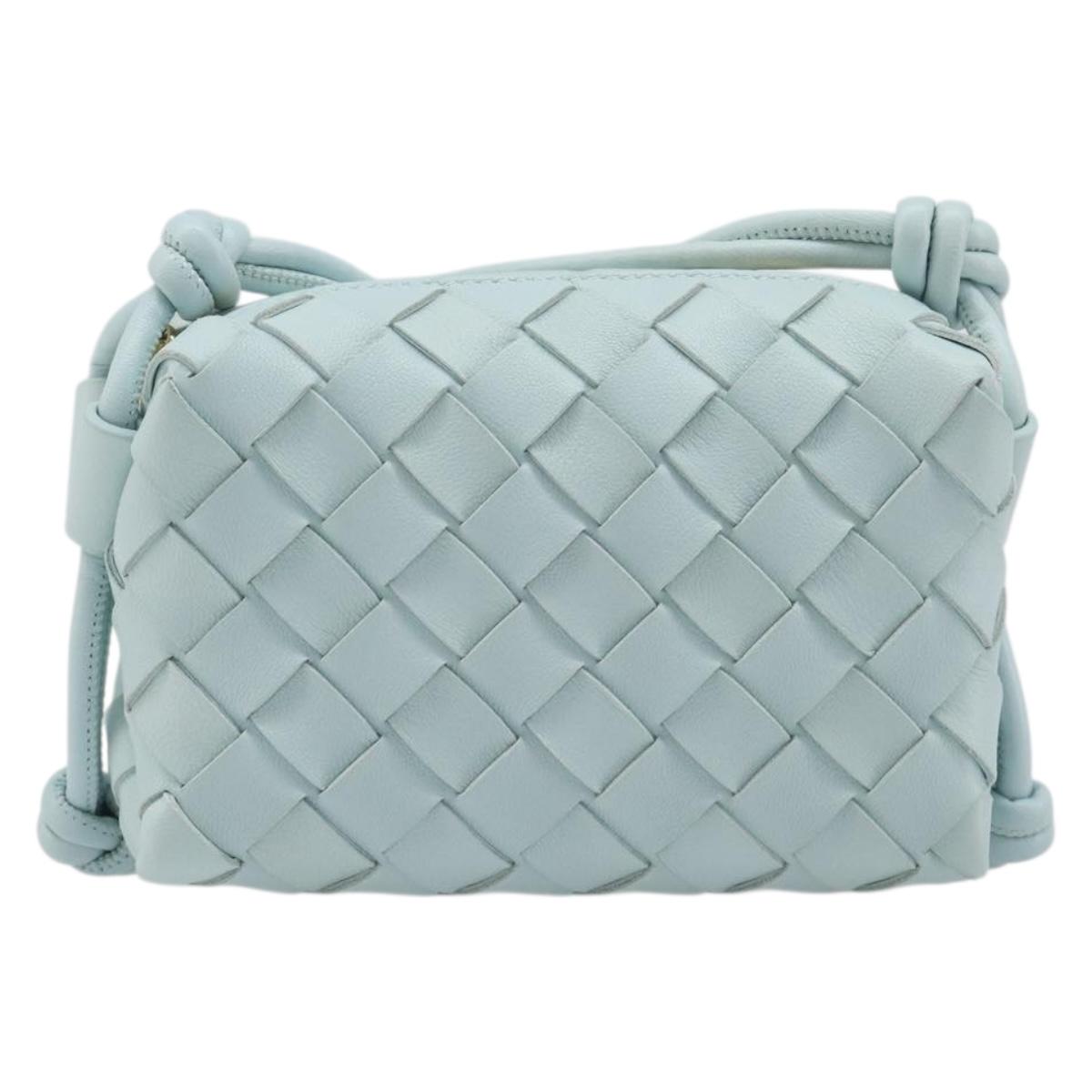 BOTTEGA VENETA INTRECCIATO Candy Loop Camera Bag Leather Blue Auth BA15327V
