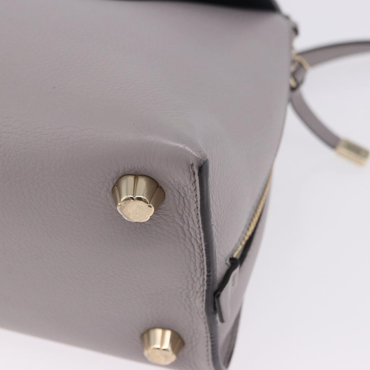Salvatore Ferragamo Jet Set Hand Bag Leather 2way Gray Gold Tone Auth BA15329A