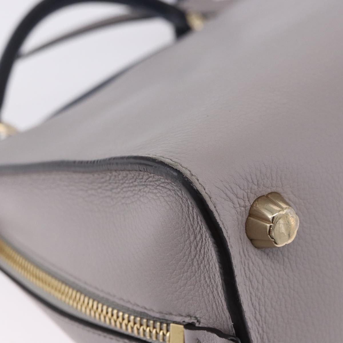 Salvatore Ferragamo Jet Set Hand Bag Leather 2way Gray Gold Tone Auth BA15329A