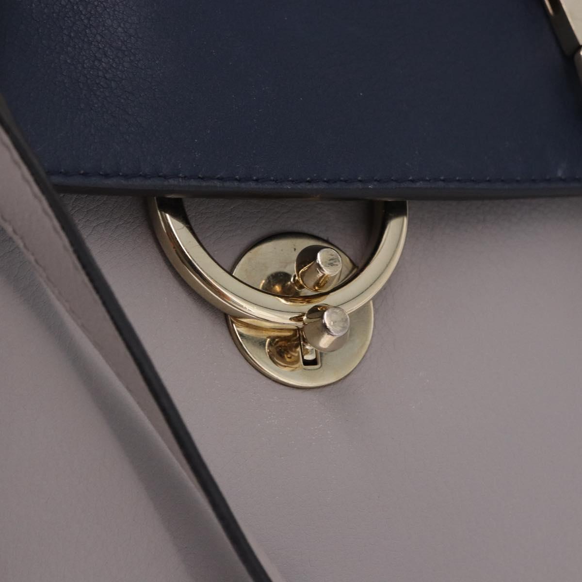 Salvatore Ferragamo Jet Set Hand Bag Leather 2way Gray Gold Tone Auth BA15329A