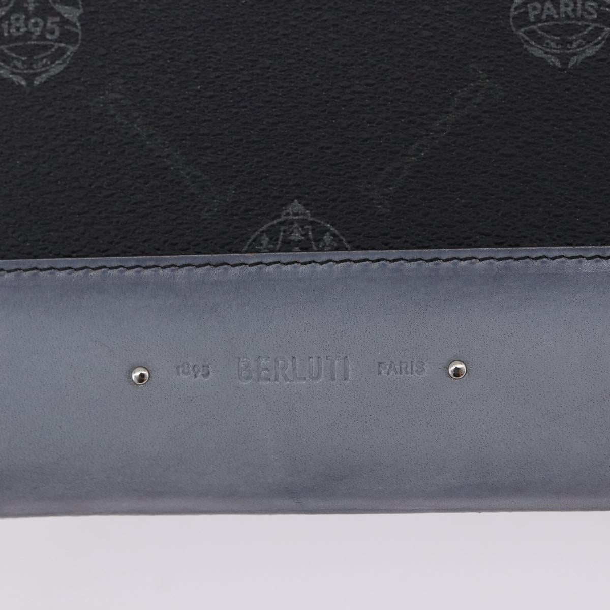 Berluti Clutch Bag Leather Black Silver Auth BA15332A