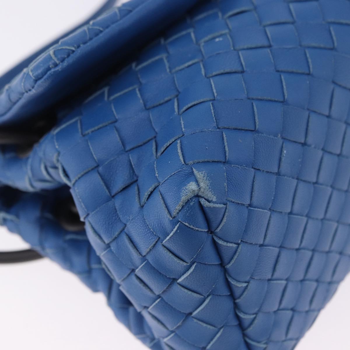 BOTTEGA VENETA INTRECCIATO Shoulder Bag Leather Blue Auth BA15333V