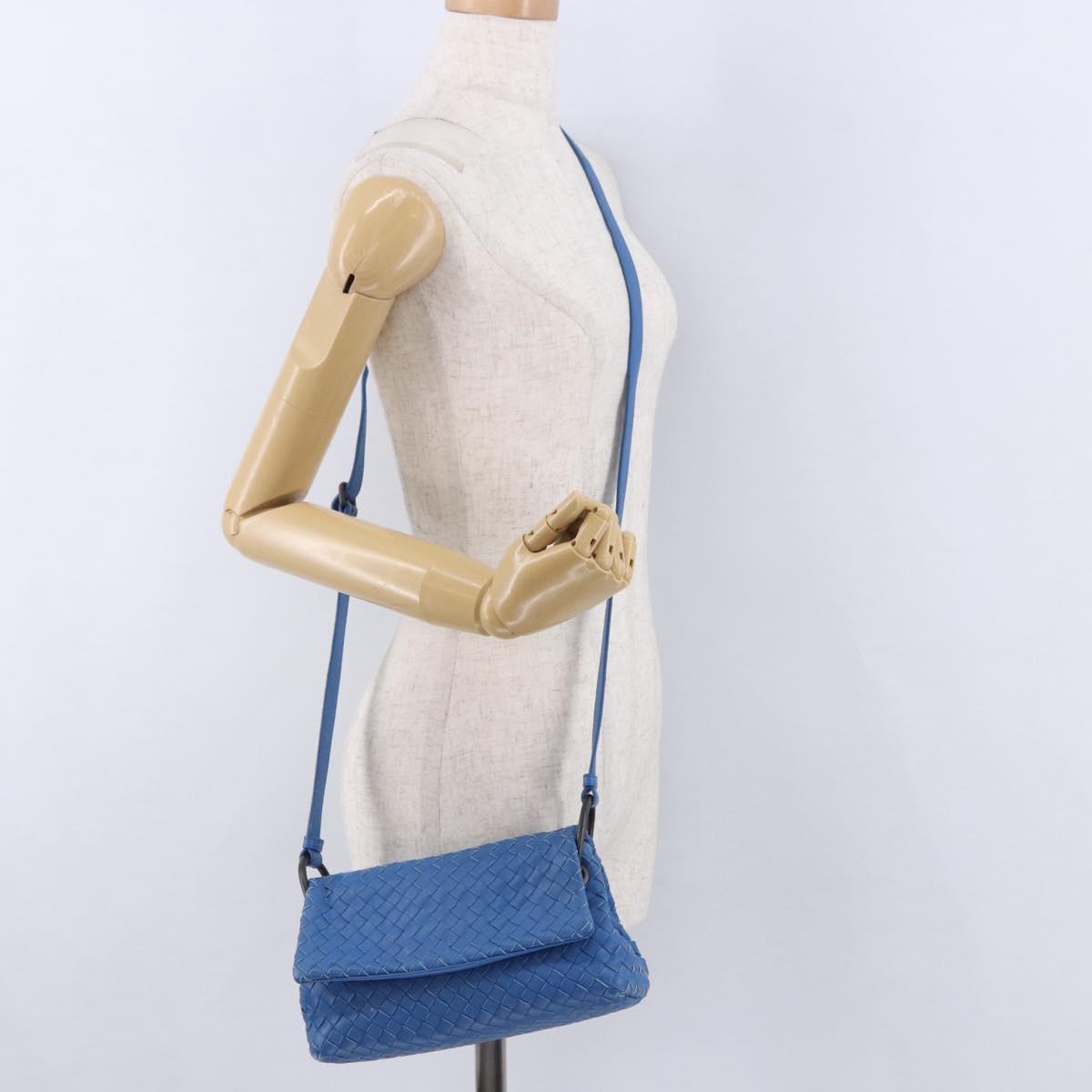 BOTTEGA VENETA INTRECCIATO Shoulder Bag Leather Blue Auth BA15333V