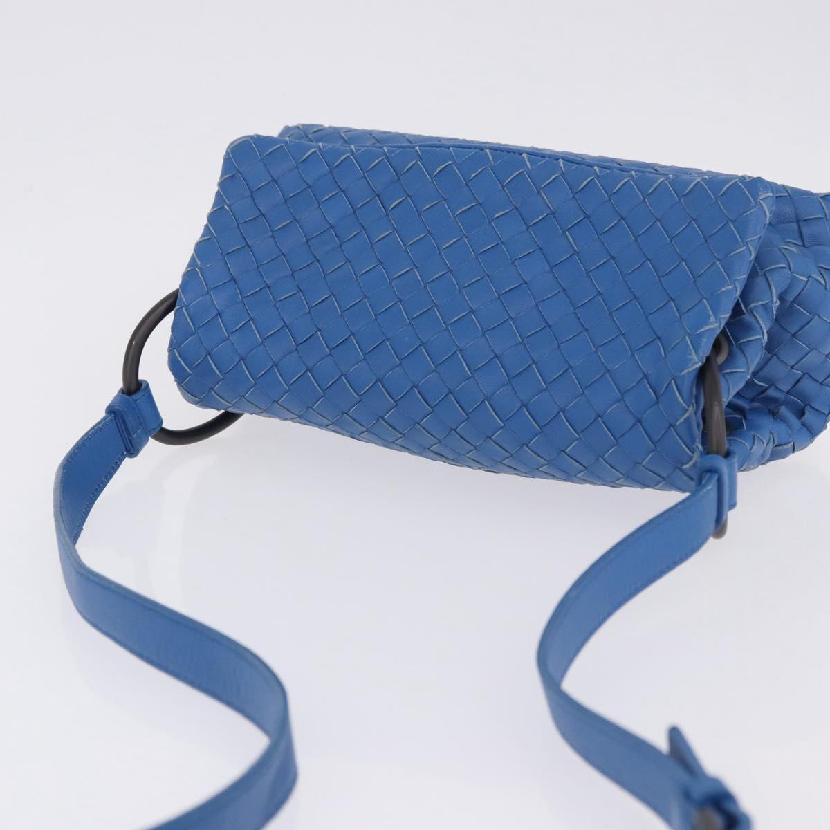 BOTTEGA VENETA INTRECCIATO Shoulder Bag Leather Blue Auth BA15333V
