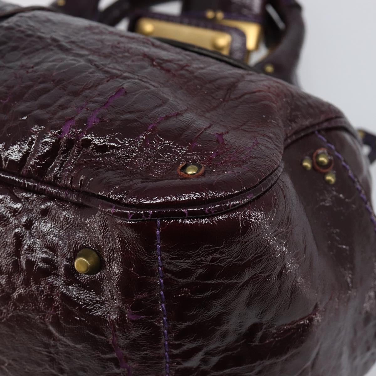 Chloe Paddington Hand Bag Patent 2way Purple Gold Tone Auth BA15334A