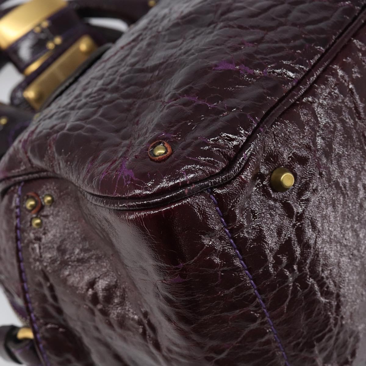 Chloe Paddington Hand Bag Patent 2way Purple Gold Tone Auth BA15334A