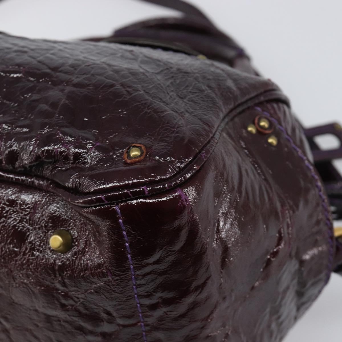 Chloe Paddington Hand Bag Patent 2way Purple Gold Tone Auth BA15334A