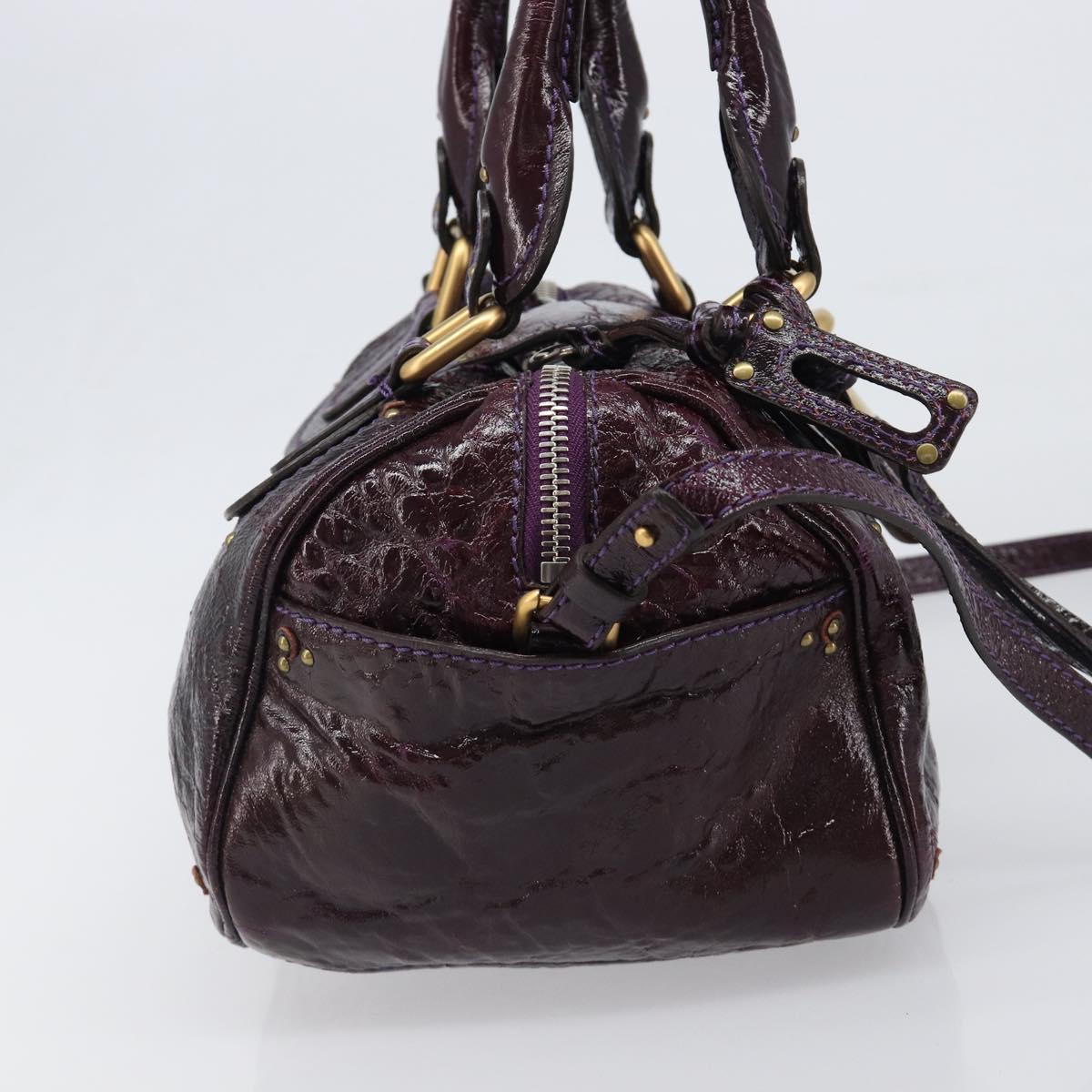 Chloe Paddington Hand Bag Patent 2way Purple Gold Tone Auth BA15334A