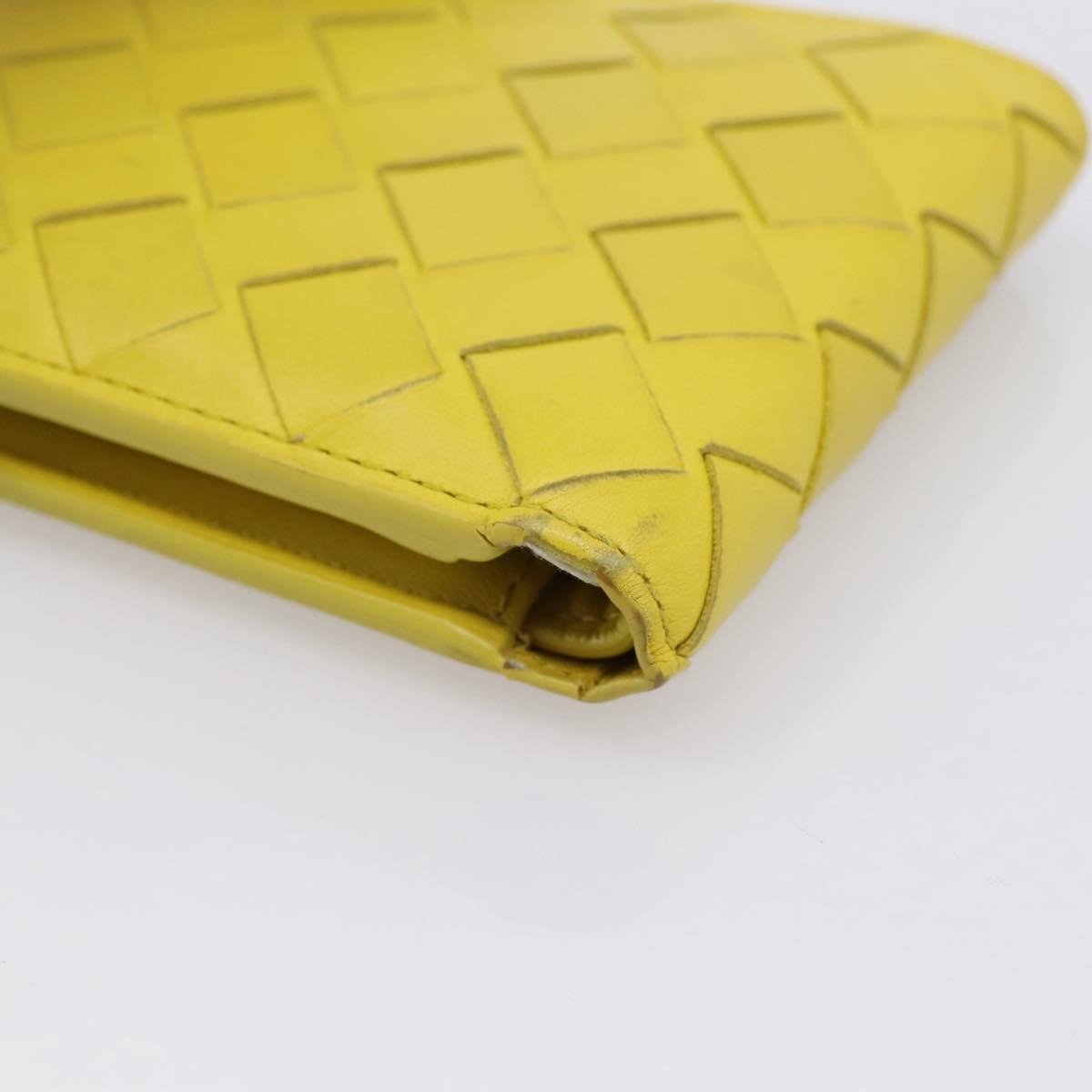 BOTTEGA VENETA INTRECCIATO Bifold Wallet Leather Yellow Auth BA15335