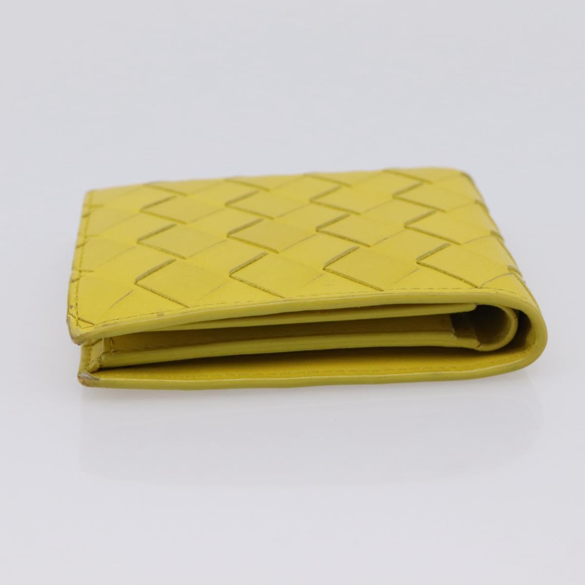 BOTTEGA VENETA INTRECCIATO Bifold Wallet Leather Yellow Auth BA15335