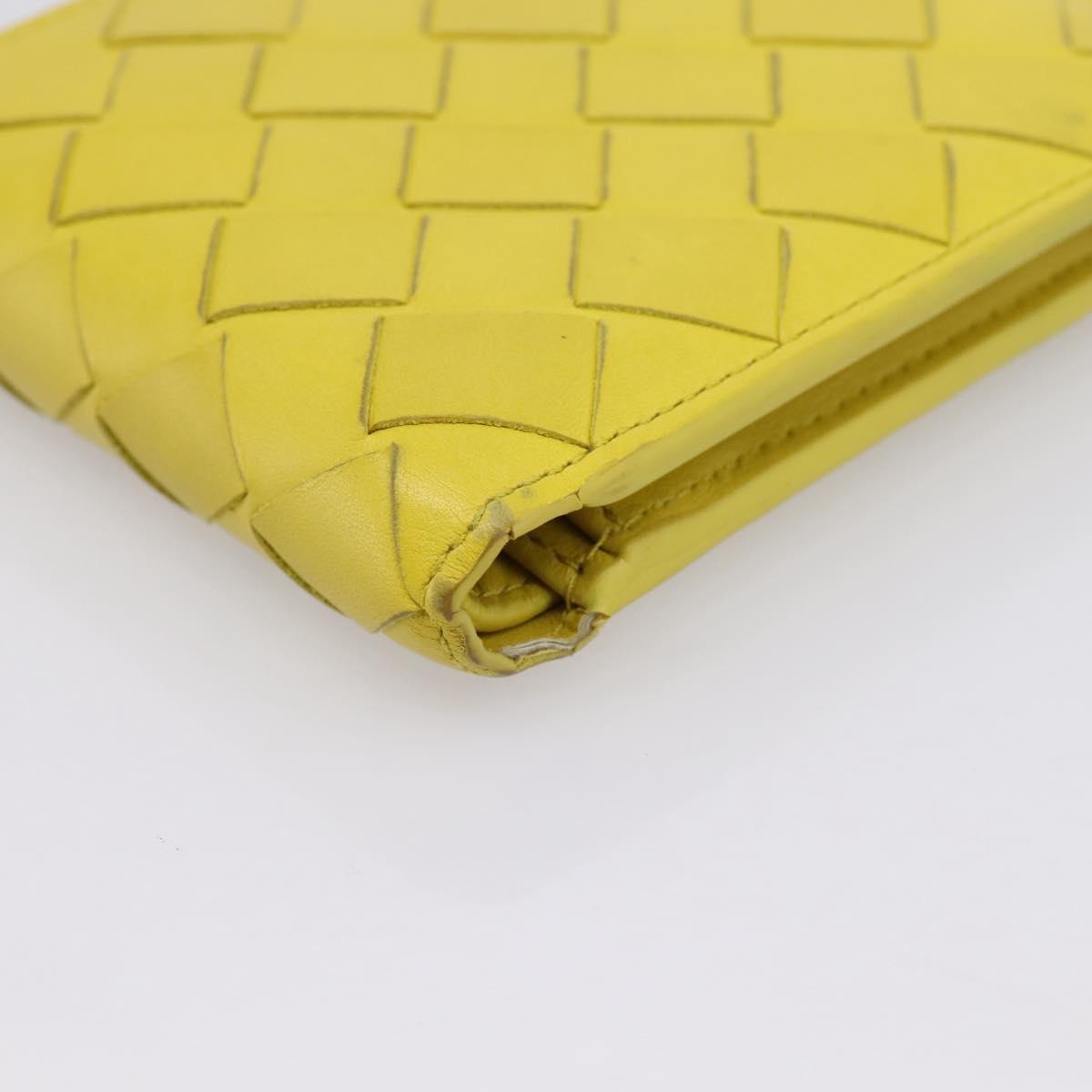 BOTTEGA VENETA INTRECCIATO Bifold Wallet Leather Yellow Auth BA15335