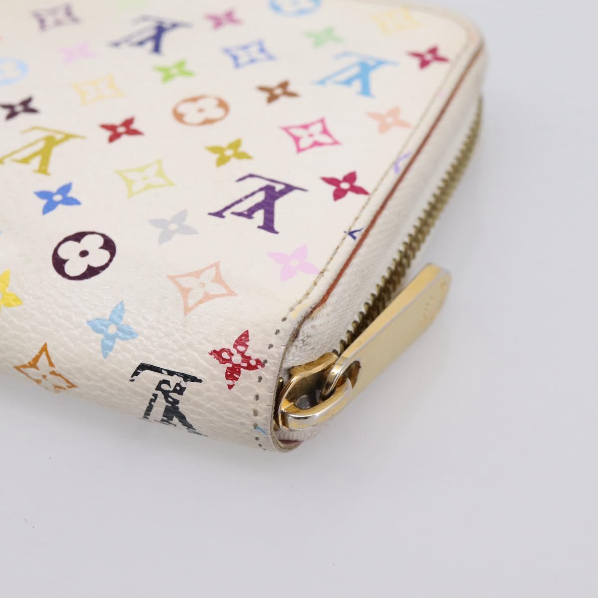 LOUIS VUITTON Monogram Multicolor Zippy Wallet White M60241 LV Auth BA15336