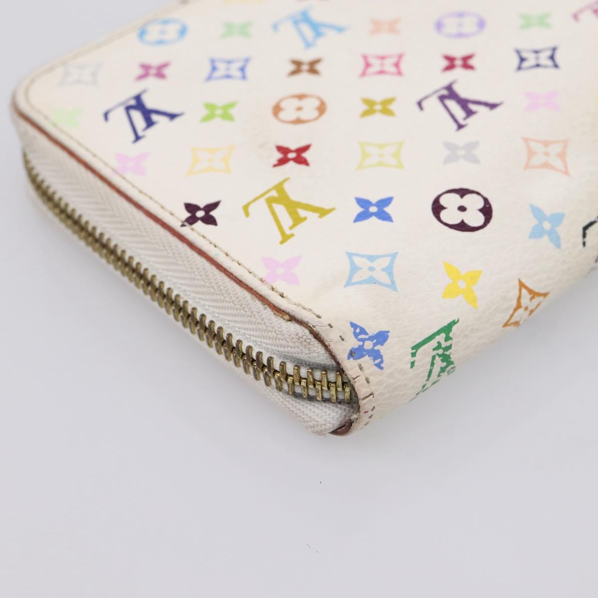 LOUIS VUITTON Monogram Multicolor Zippy Wallet White M60241 LV Auth BA15336