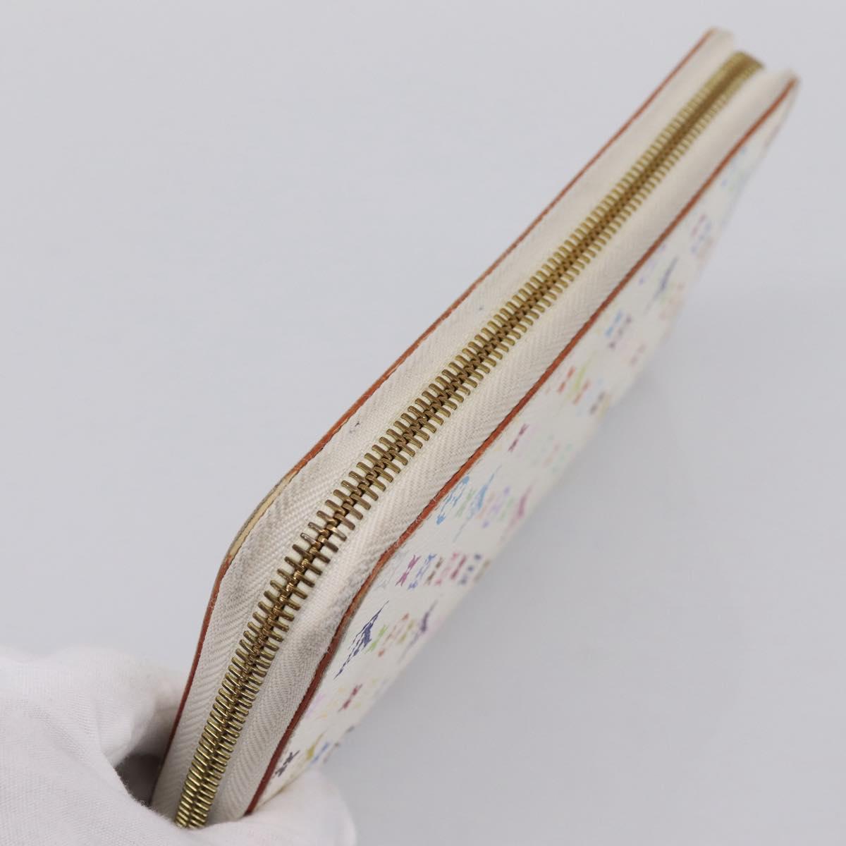 LOUIS VUITTON Monogram Multicolor Zippy Wallet White M60241 LV Auth BA15336
