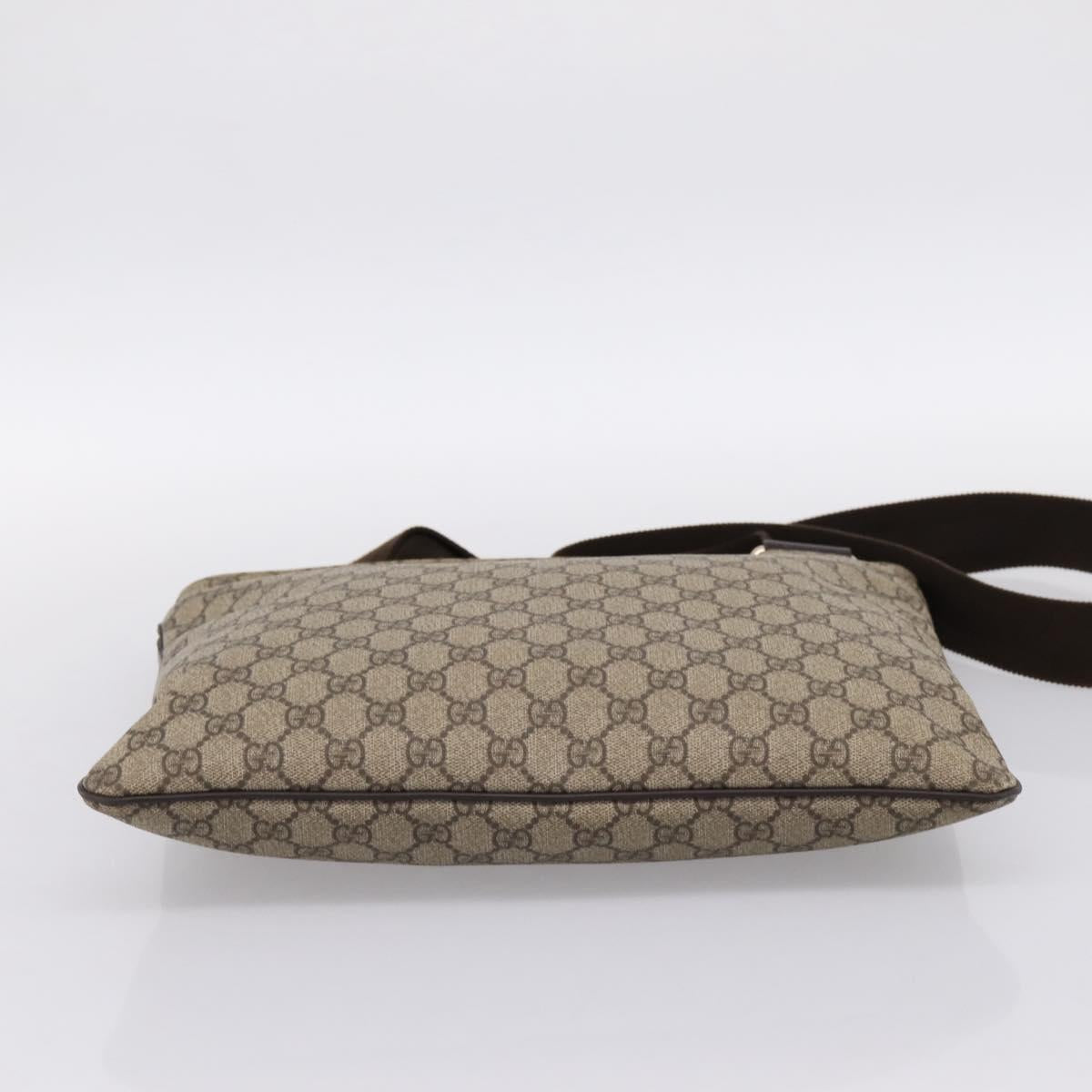 GUCCI GG Supreme Shoulder Bag PVC Leather Beige Gold Tone 201446 Auth BA15344