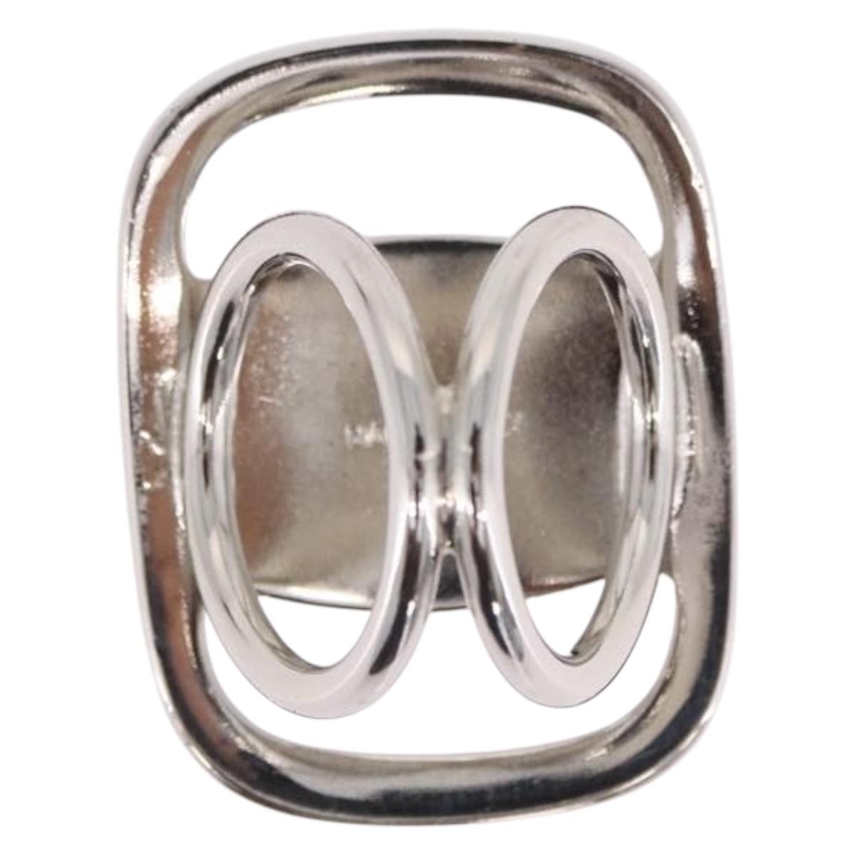 Salvatore Ferragamo Vala Scarf Ring Metal Silver Auth BA15346V