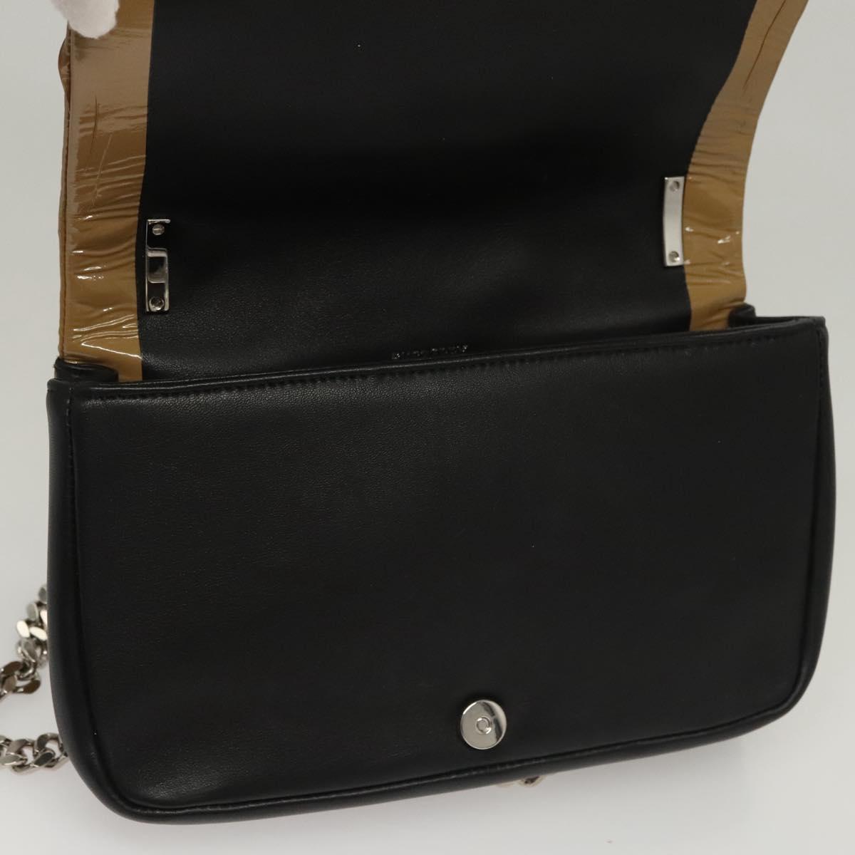 BURBERRY Sequin Chain Shoulder Bag Leather Silver Auth BA1535