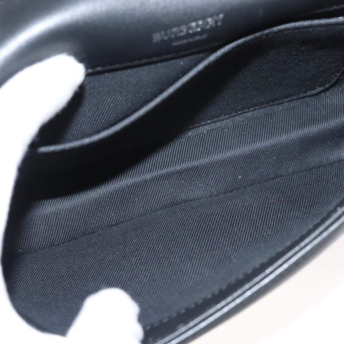 BURBERRY Sequin Chain Shoulder Bag Leather Silver Auth BA1535