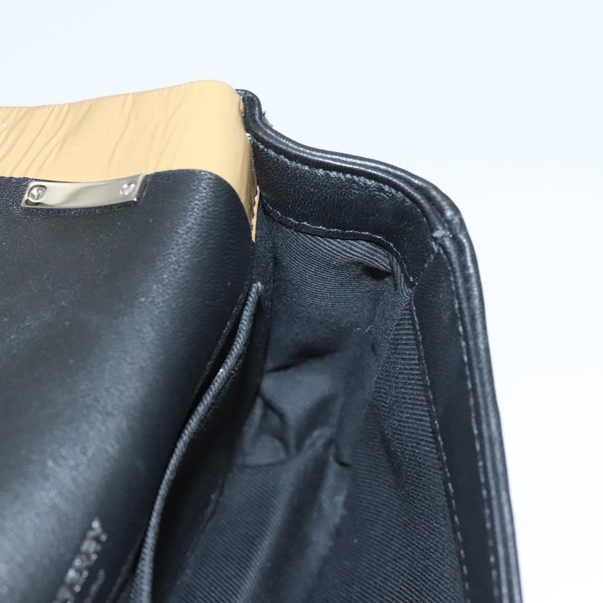 BURBERRY Sequin Chain Shoulder Bag Leather Silver Auth BA1535