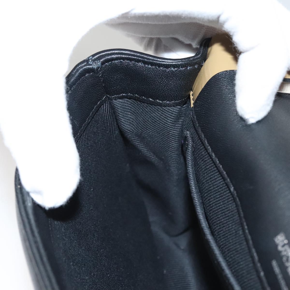 BURBERRY Sequin Chain Shoulder Bag Leather Silver Auth BA1535