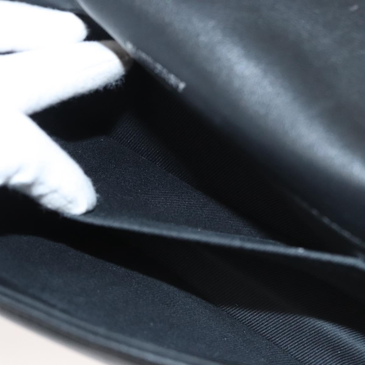 BURBERRY Sequin Chain Shoulder Bag Leather Silver Auth BA1535