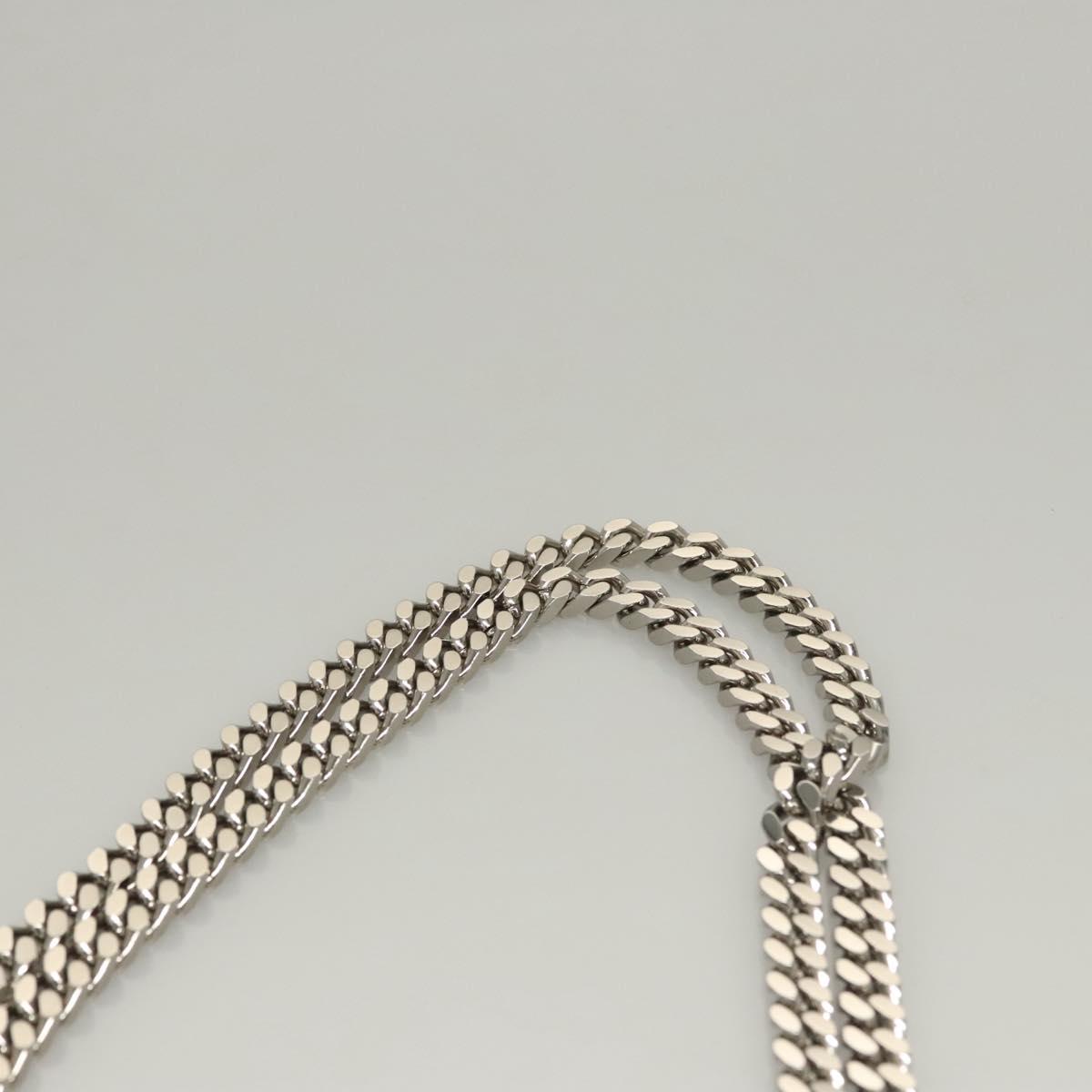 BURBERRY Sequin Chain Shoulder Bag Leather Silver Auth BA1535