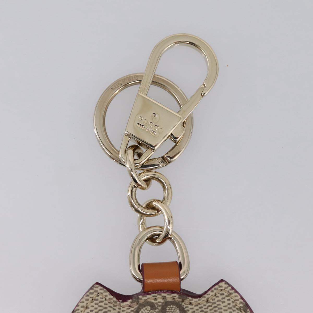 GUCCI GG Supreme Charm PVC Leather Beige Gold Tone Auth BA15352V