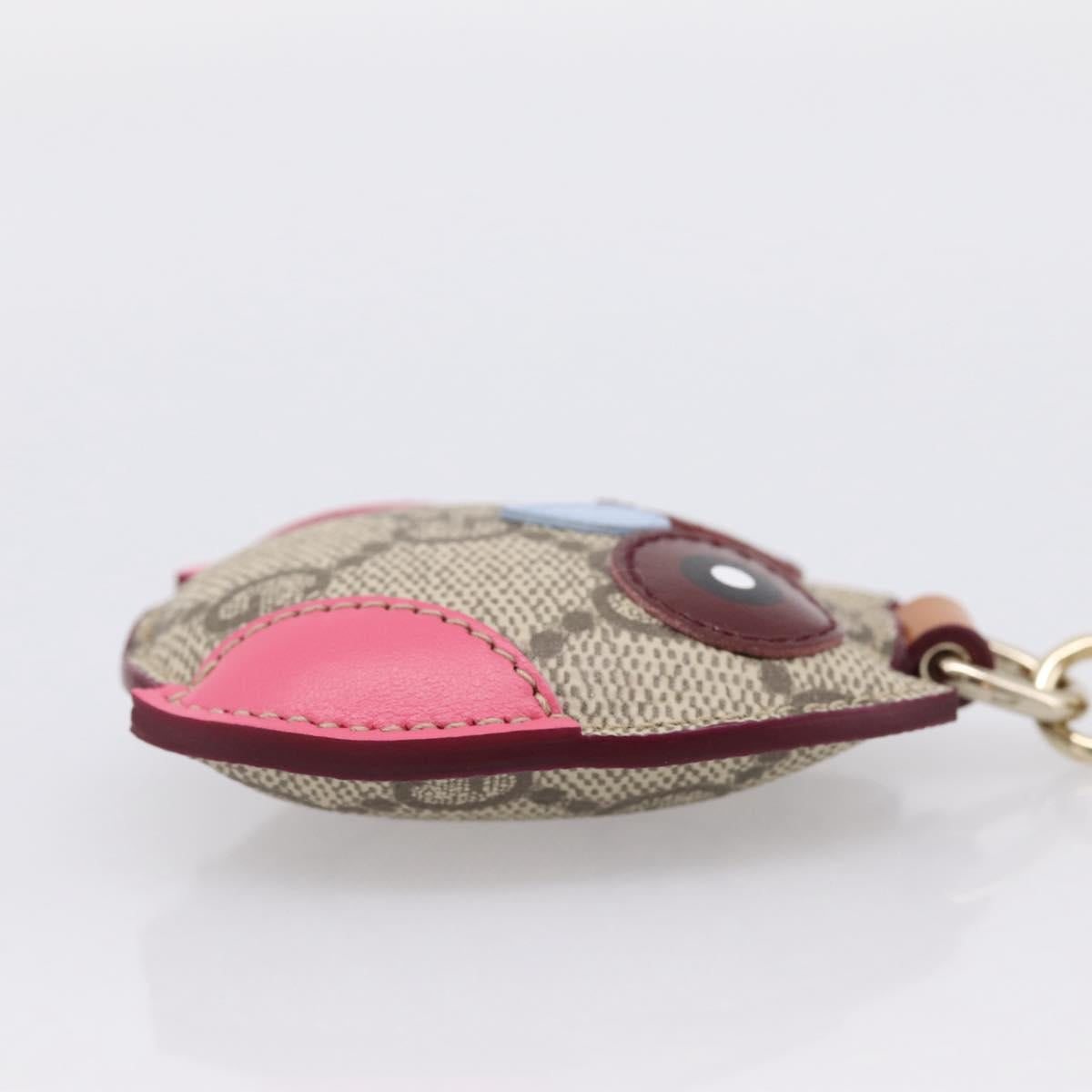 GUCCI GG Supreme Charm PVC Leather Beige Gold Tone Auth BA15352V