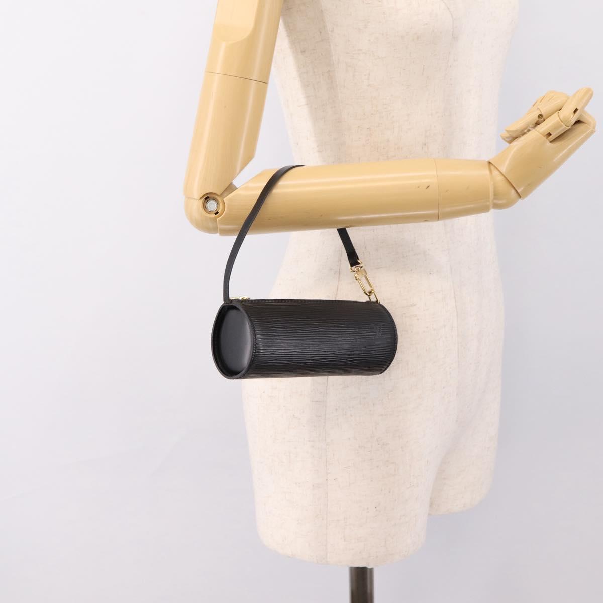 LOUIS VUITTON Epi Soufflot Pouch Black LV Auth BA15354