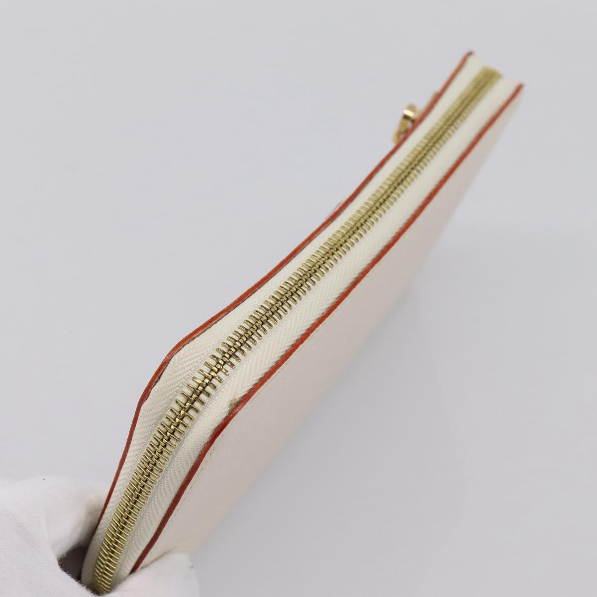 LOUIS VUITTON Suhari Zippy Wallet Long Wallet Leather White M93026 Auth BA15356A