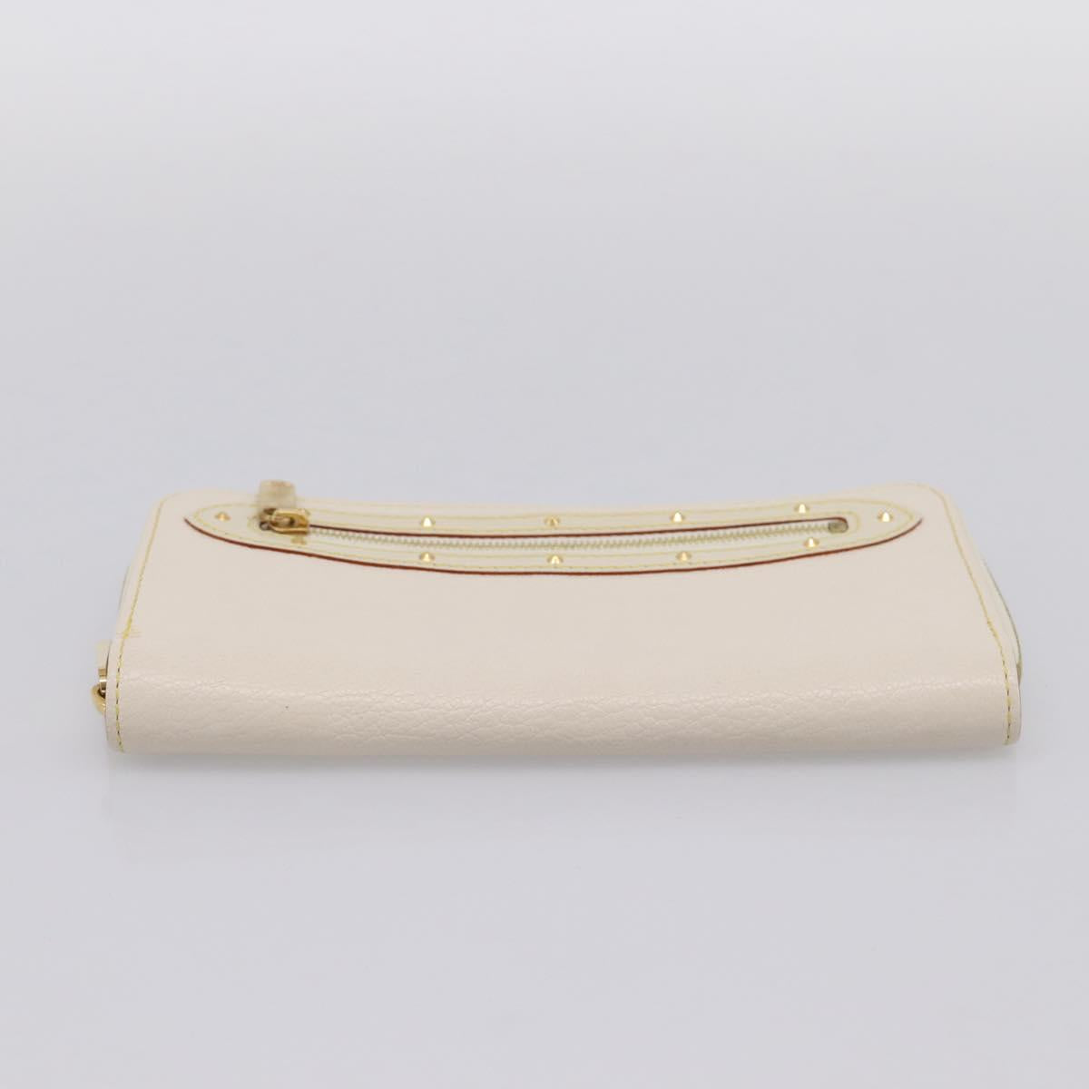 LOUIS VUITTON Suhari Zippy Wallet Long Wallet Leather White M93026 Auth BA15356A