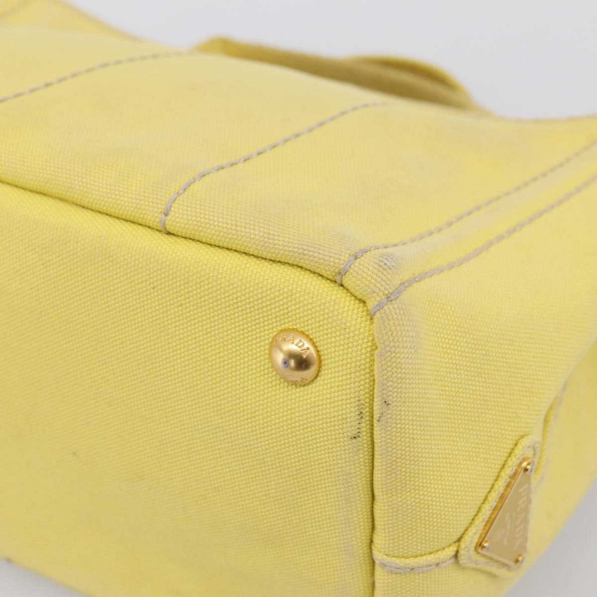PRADA Kanapa PM Hand Bag Canvas Yellow Gold Tone Auth BA15357