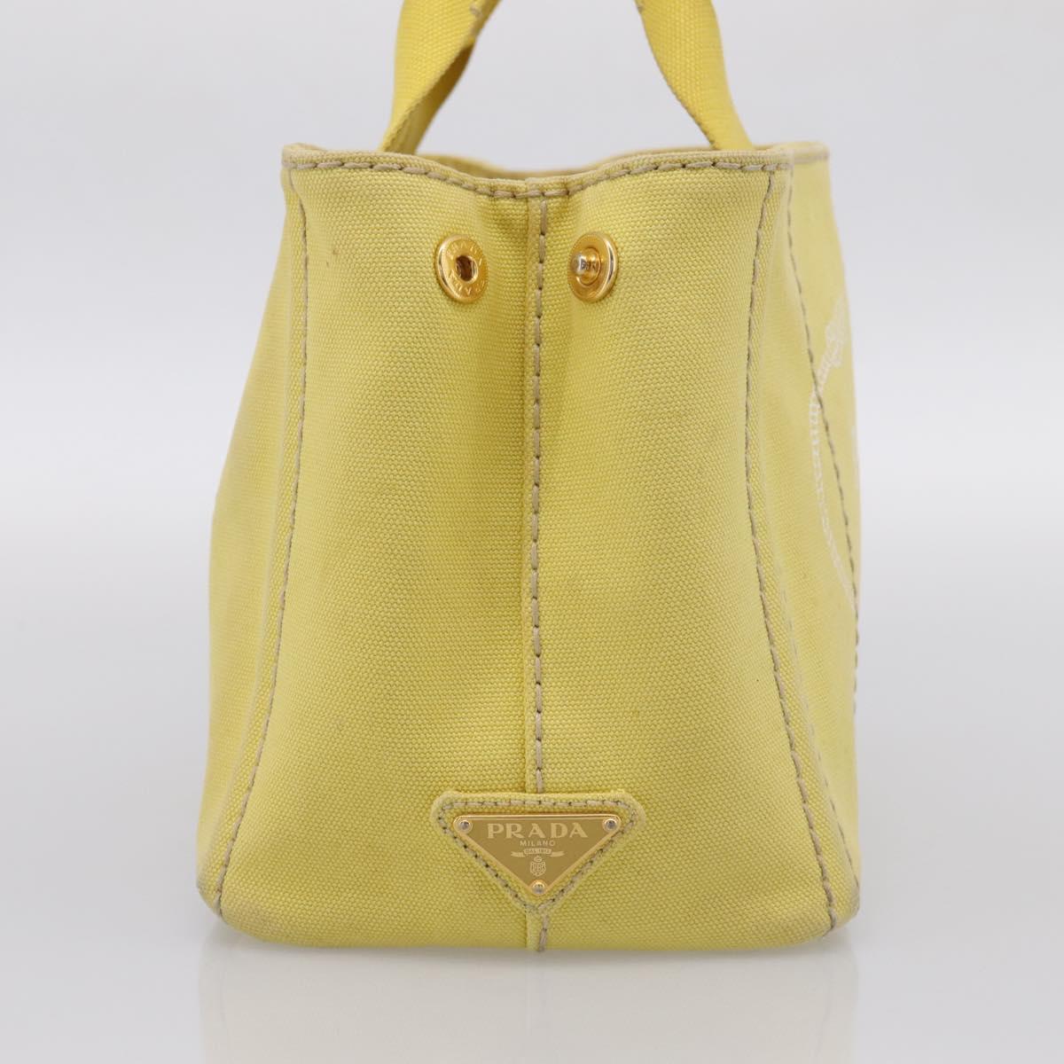 PRADA Kanapa PM Hand Bag Canvas Yellow Gold Tone Auth BA15357