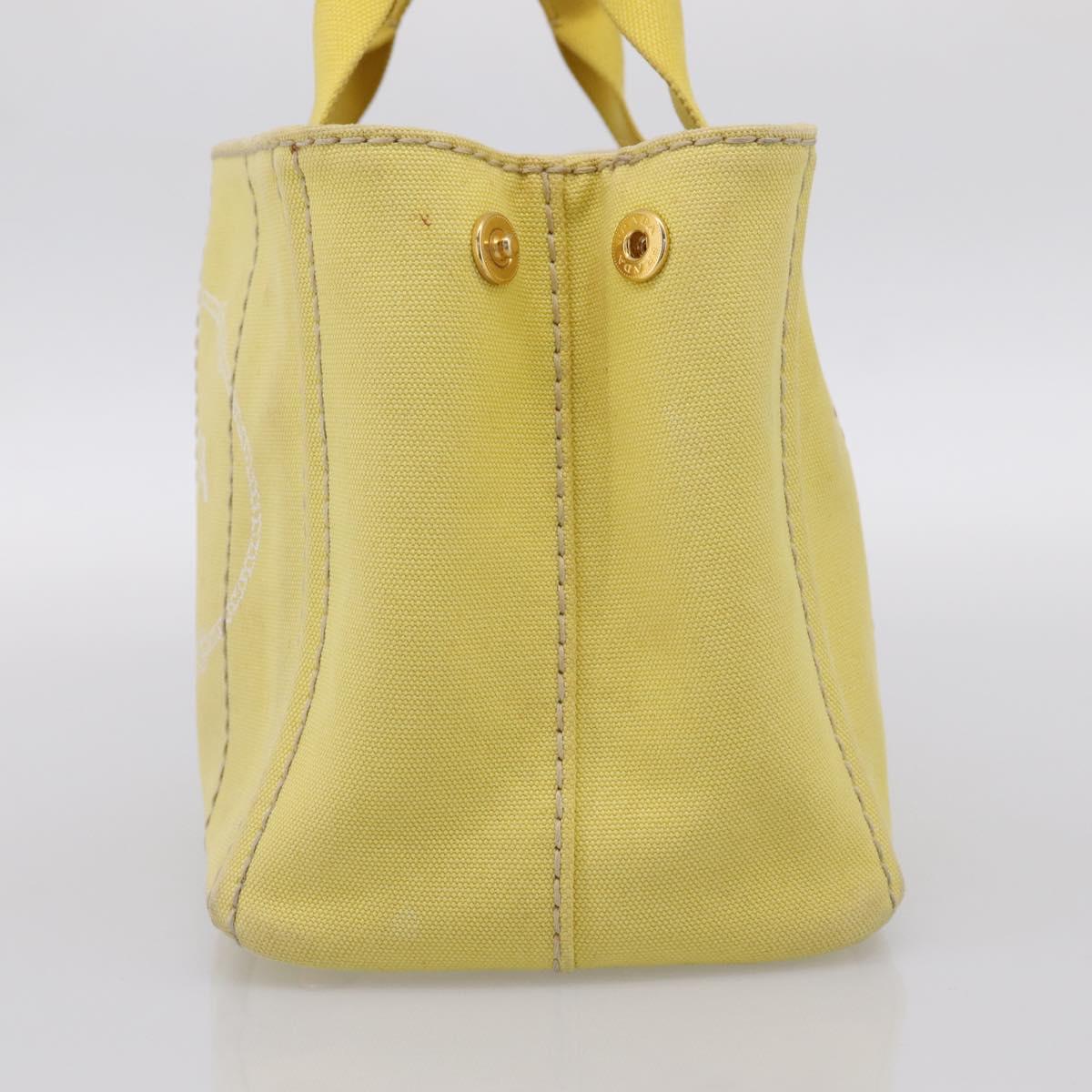 PRADA Kanapa PM Hand Bag Canvas Yellow Gold Tone Auth BA15357