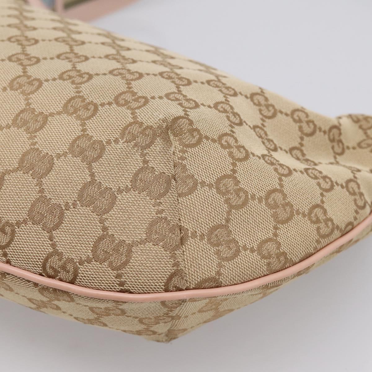GUCCI GG Canvas Sherry Line Shoulder Bag Beige Gold Tone 181092 Auth BA15362