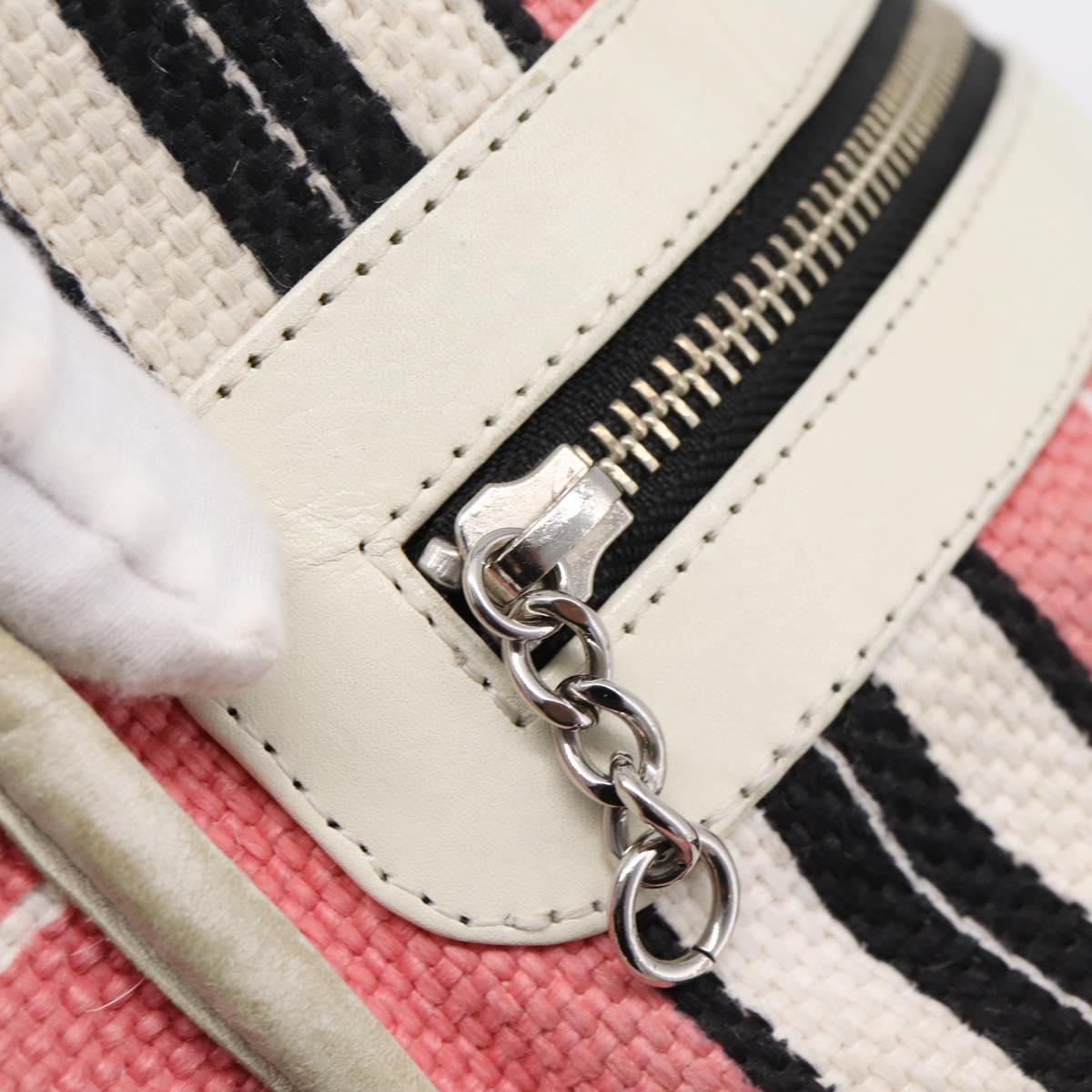 CHANEL Hand Bag Canvas Pink Silver CC Auth BA15367