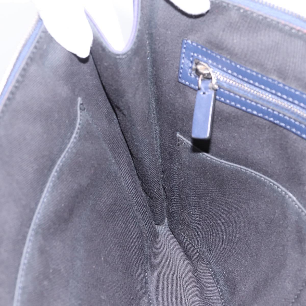 VALENTINO Clutch Bag Canvas Navy Silver Auth BA15372A