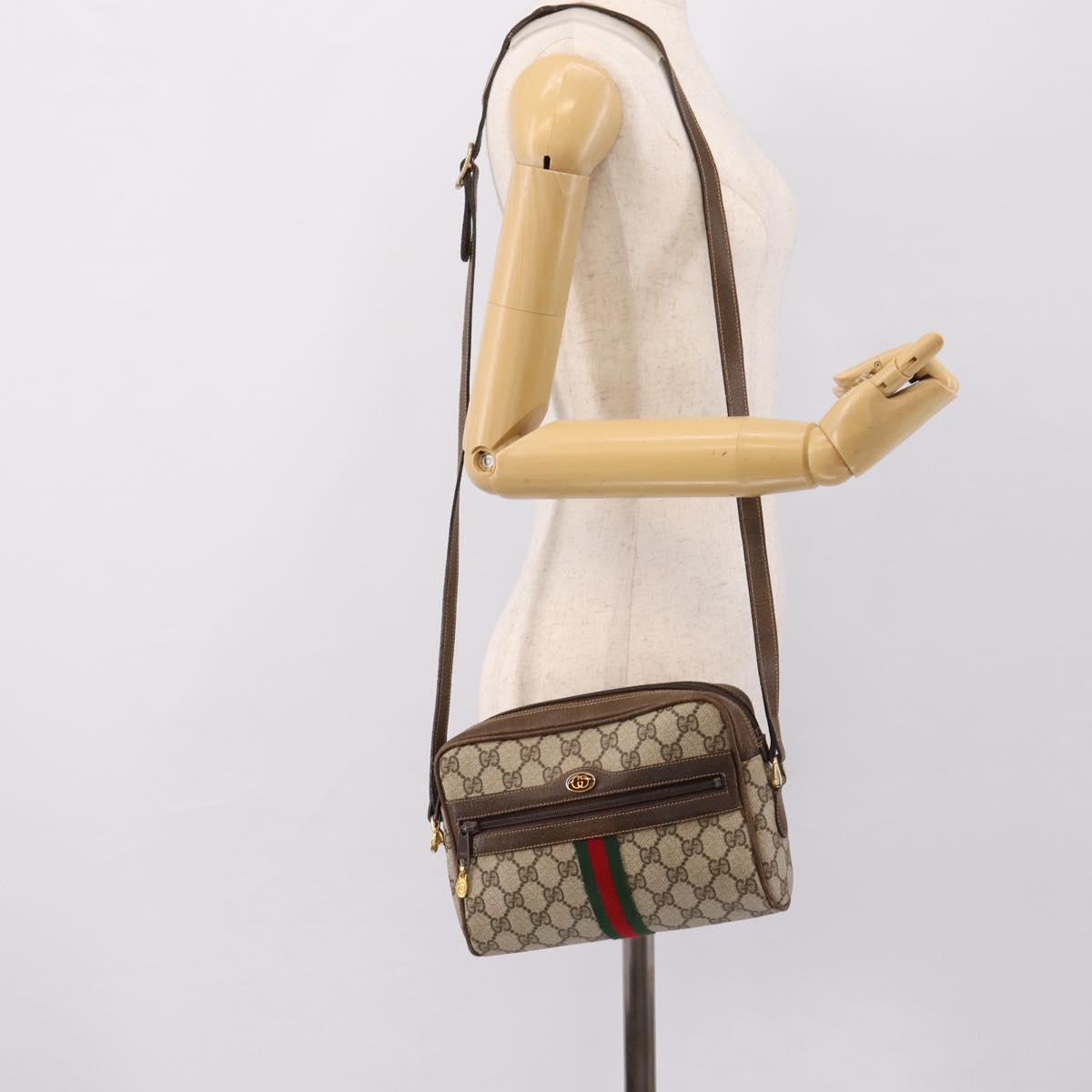 GUCCI GG Supreme Web Sherry Line Shoulder Bag PVC Beige 010 378 Auth BA15373