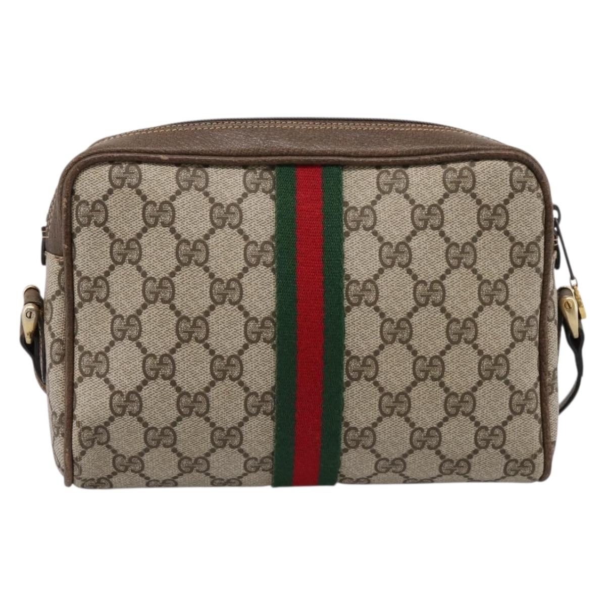 GUCCI GG Supreme Web Sherry Line Shoulder Bag PVC Beige 010 378 Auth BA15373