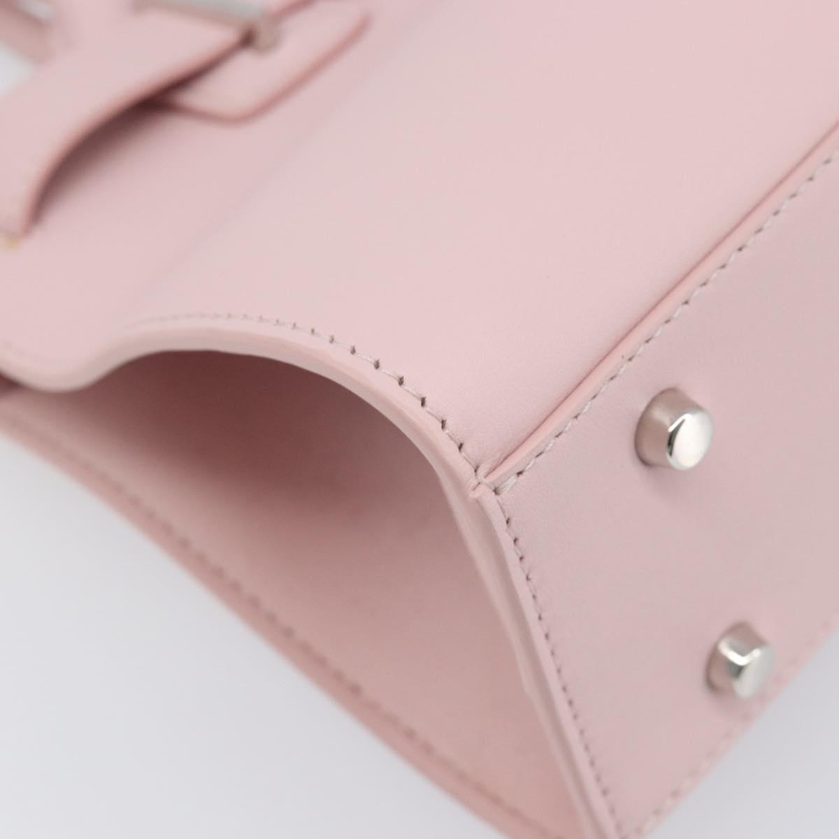 VERSACE Hand Bag Leather 2way Pink Silver Auth BA15378V