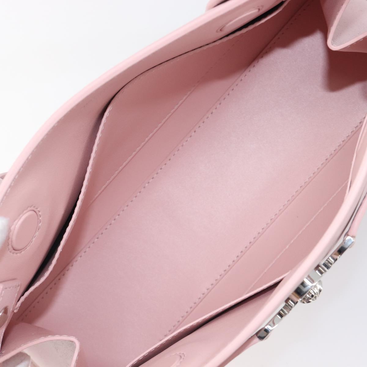 VERSACE Hand Bag Leather 2way Pink Silver Auth BA15378V