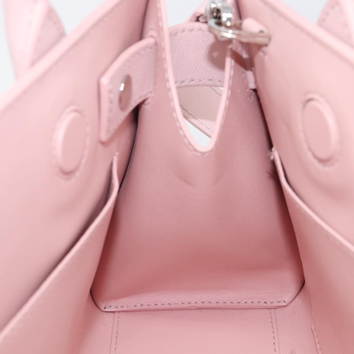 VERSACE Hand Bag Leather 2way Pink Silver Auth BA15378V