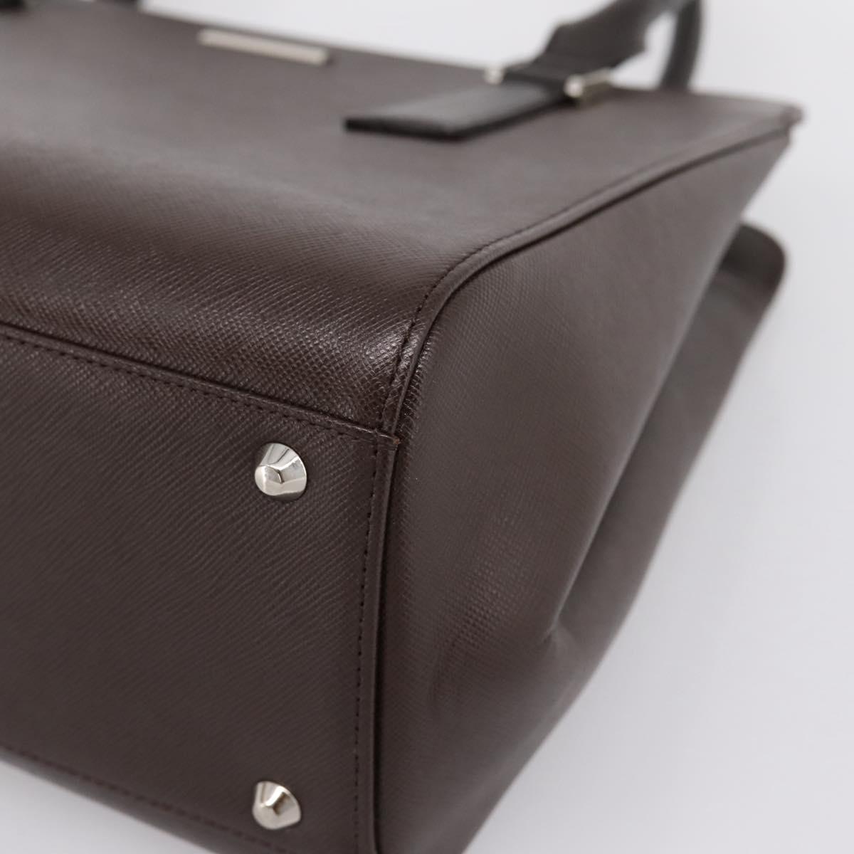 BURBERRY Hand Bag Leather Brown Silver Auth BA15380A